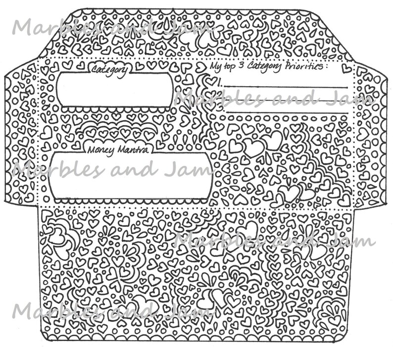 Printable cash budget envelope doubles as coloring page