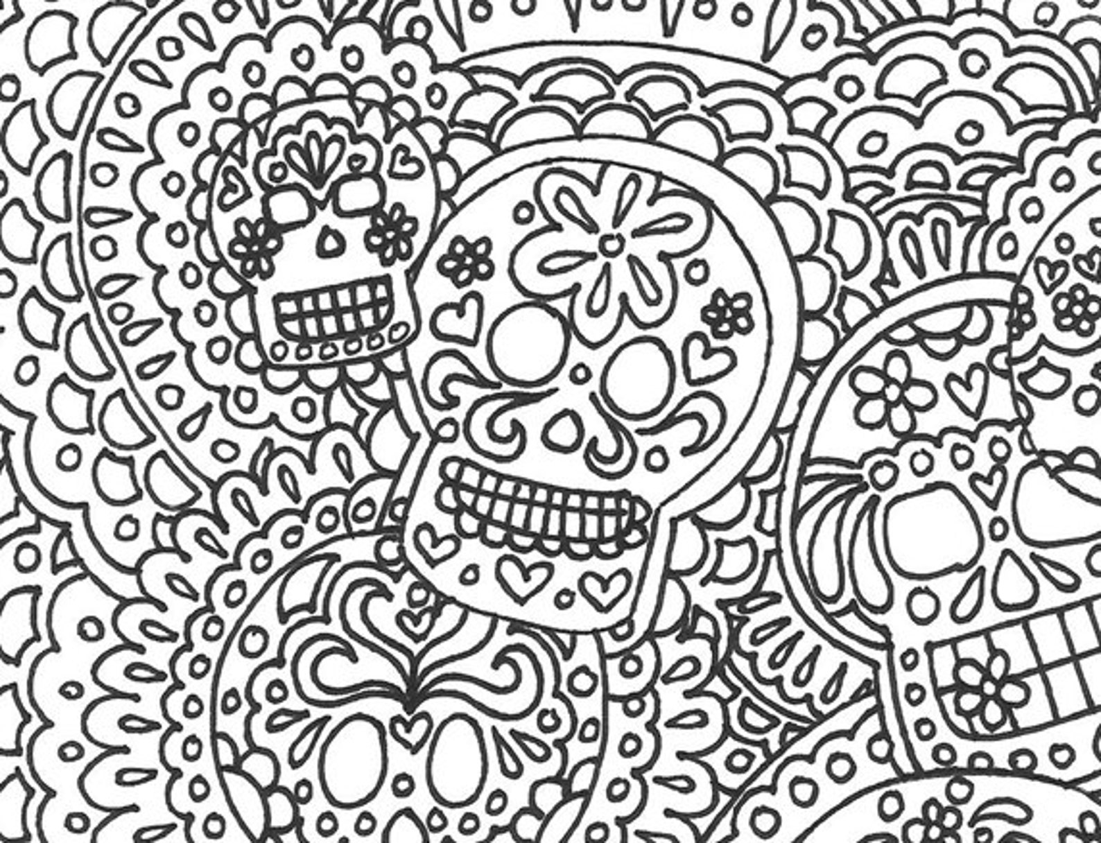 Day of the Dead Sugar Skull Printable Adult Coloring Page Dia - Etsy