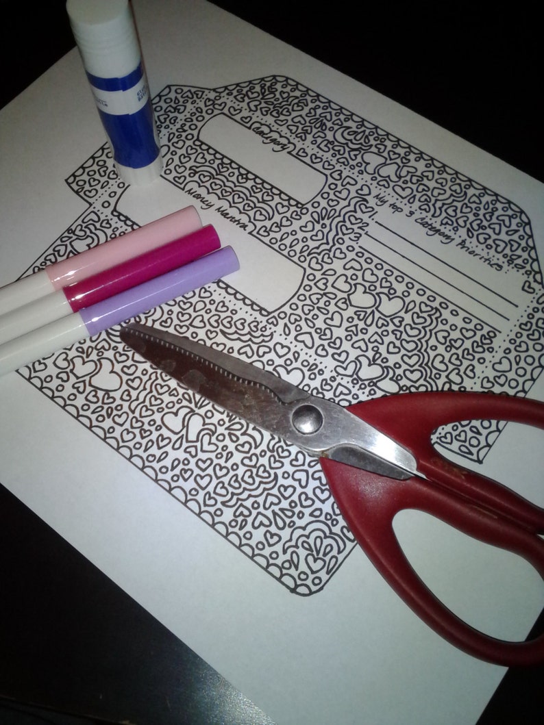 Printable cash budget envelope doubles as coloring page
