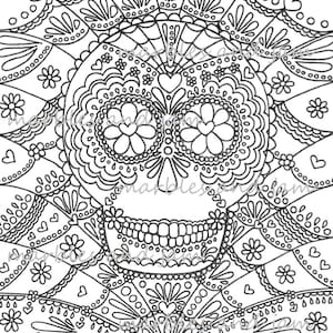 Day of the Dead Sugar Skulls Printable Adult Coloring Page - Etsy