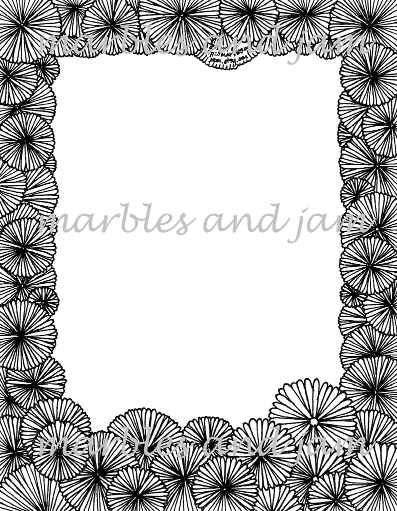 Daisies Border Printable Stationery and Adult Page - Etsy