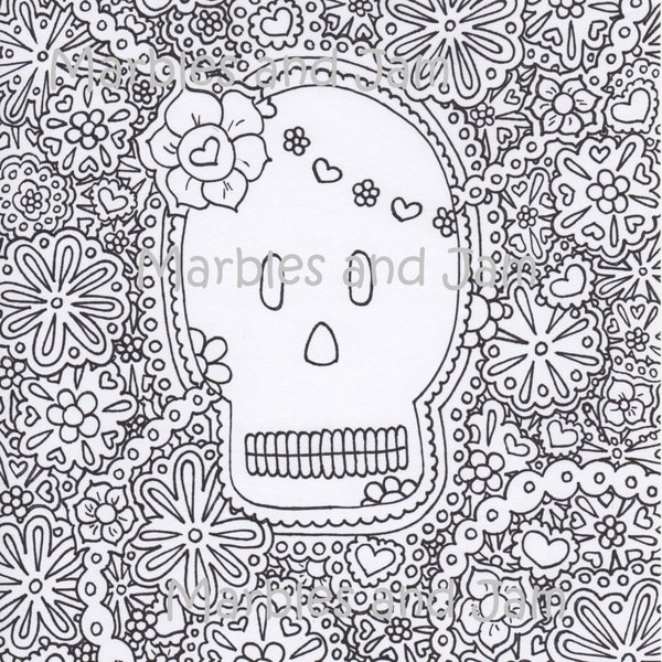 Sugar Skulls Coloring Page Etsy sugar-skulls-coloring-page-etsy