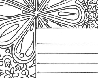 Mandala lined printable stationery and adult coloring page