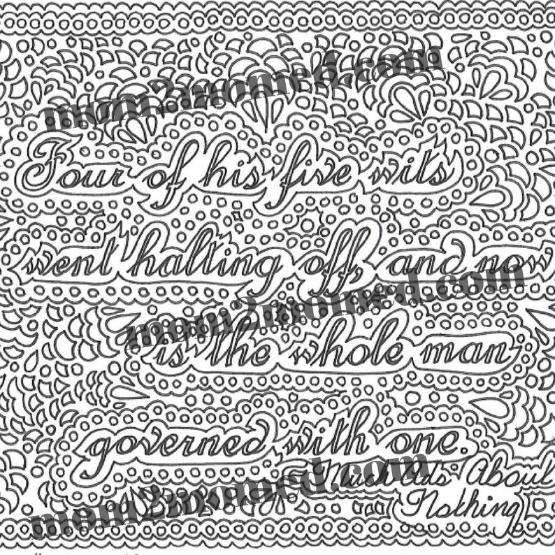 Shakespeare Insults Printable Coloring Page Quote From Much Ado About ...