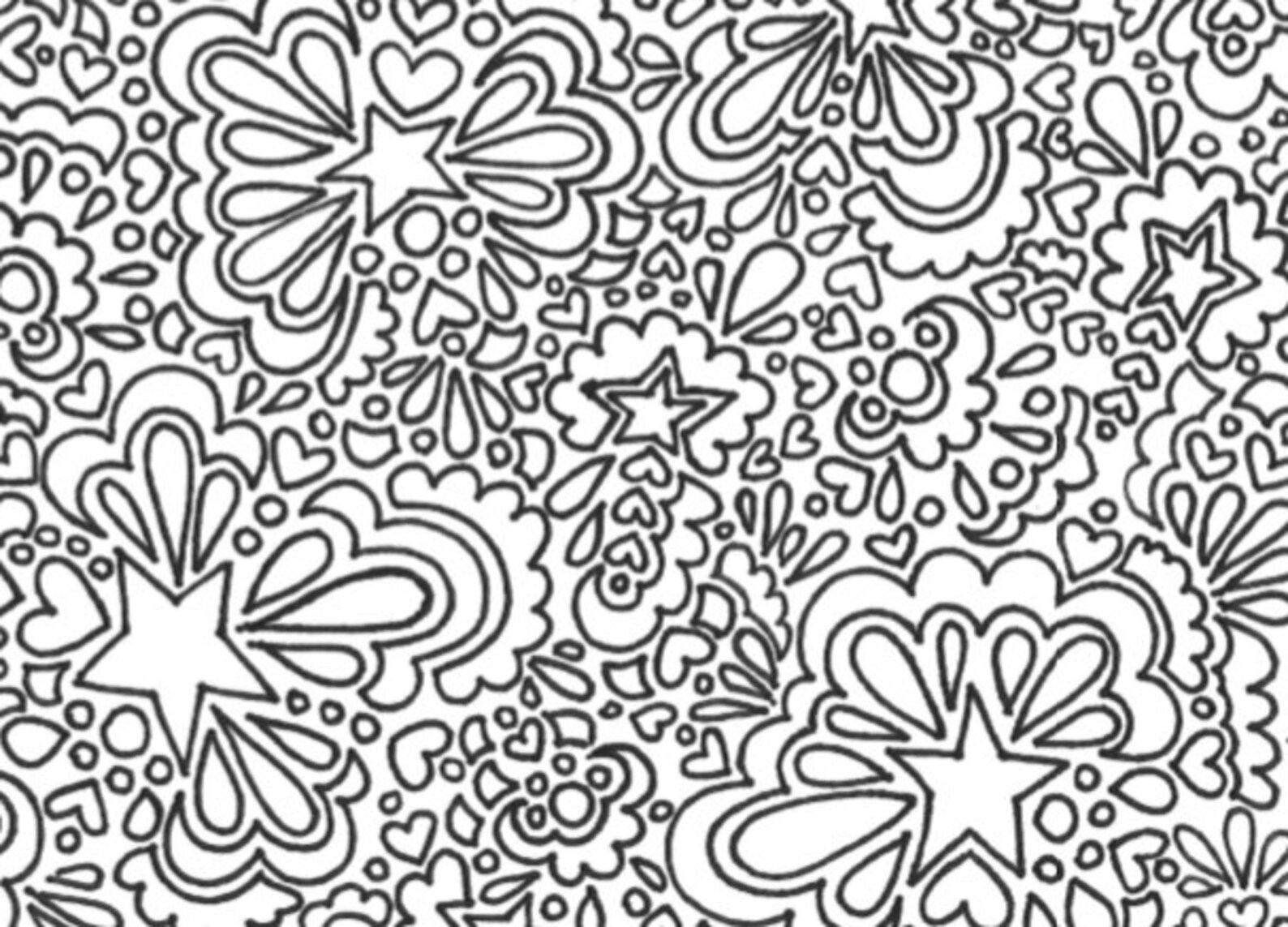 Stars and Hearts Printable Adult Coloring Page Etsy