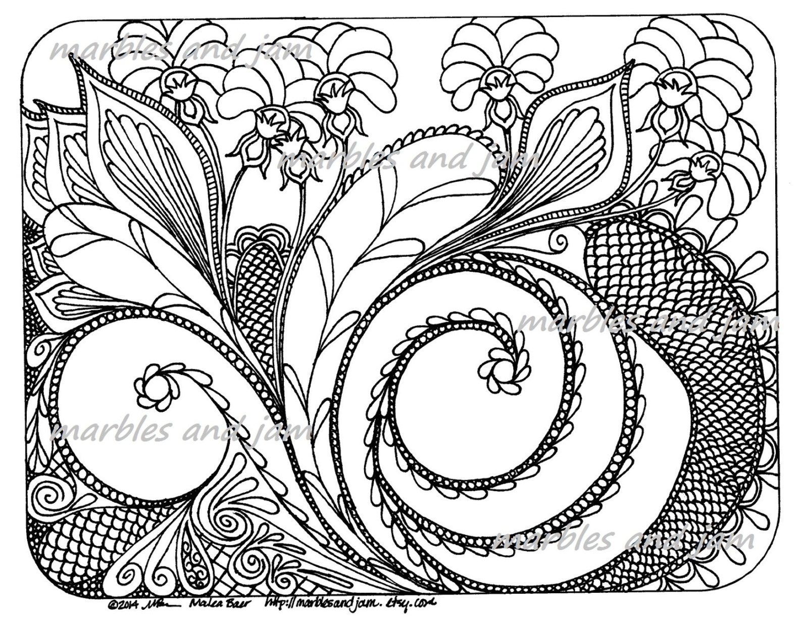 Abstract Floral Coloring Page Printable, Flowers, Flower Coloring Page ...