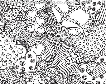 The Hearts Have It printable adult coloring page, printable adult colouring sheets