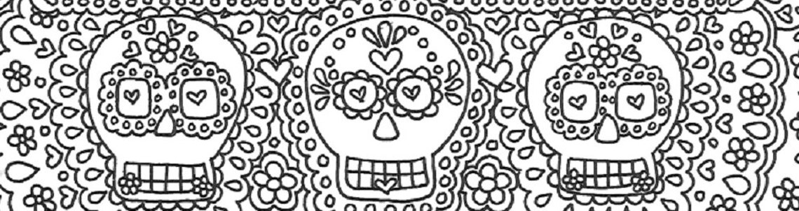 Day of the Dead Lined Stationery Page, Sugar Skull Stationery, Dia De ...