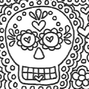 Day of the Dead Lined Stationery Page, Sugar Skull Stationery, Dia De ...