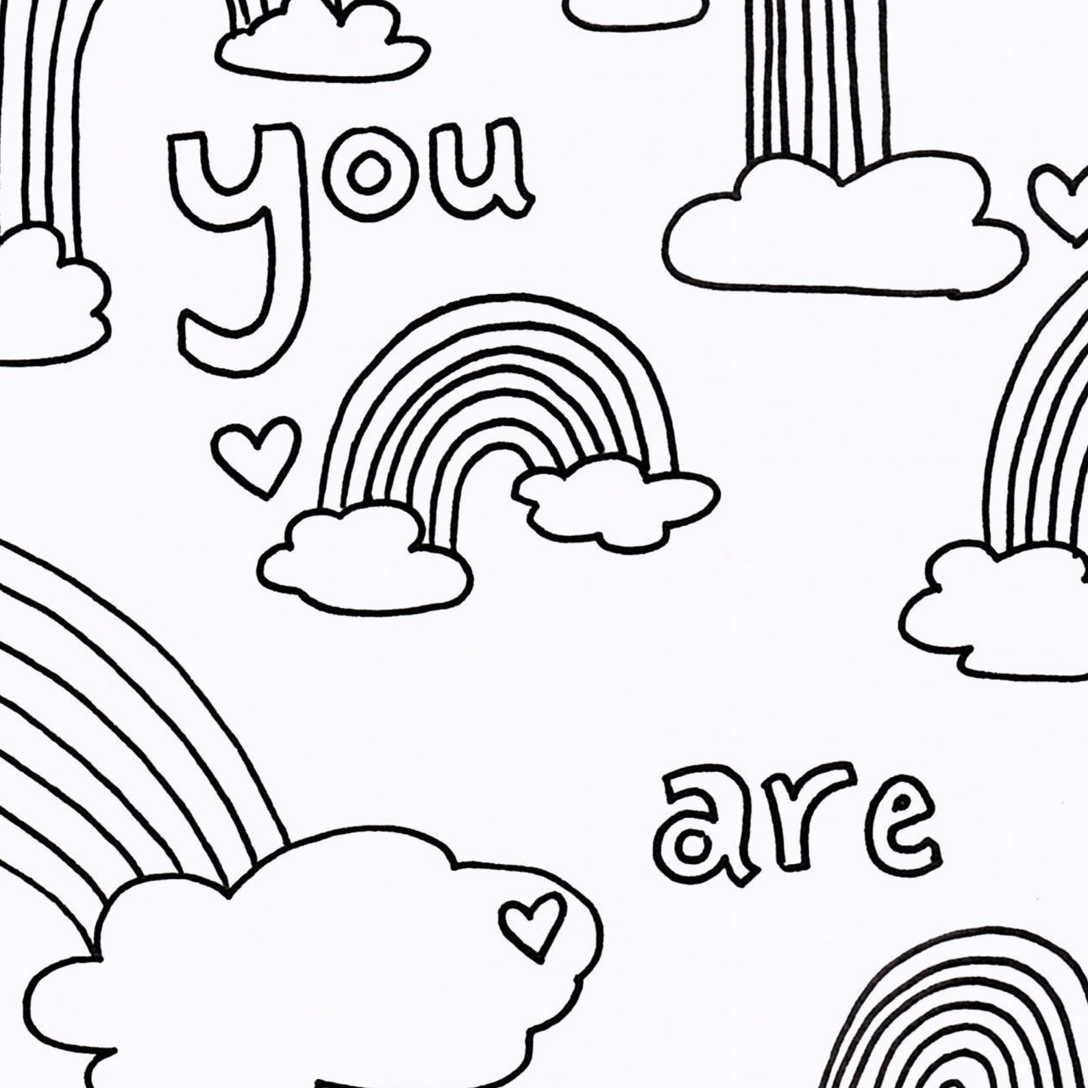 Rainbows You Are Enough adult coloring page instant Etsy France