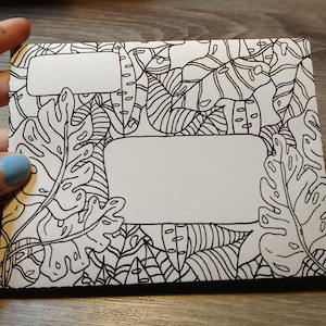 Sobre imprimible de vegetación tropical con un giro de página para colorear para adultos ~*~ ¡imprime, colorea, dobla y pega, y envía por correo!