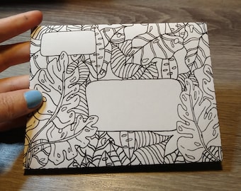 Tropical greenery printable envelope with an adult coloring page twist ~*~ print, color, fold and glue, mail!