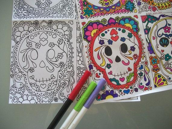 Sugar Skull Adulte Adultes Imprimable Page à Colorier Le Jour Des Morts Coloriage Pages Dia De Los Muertos Coloriage Adulte