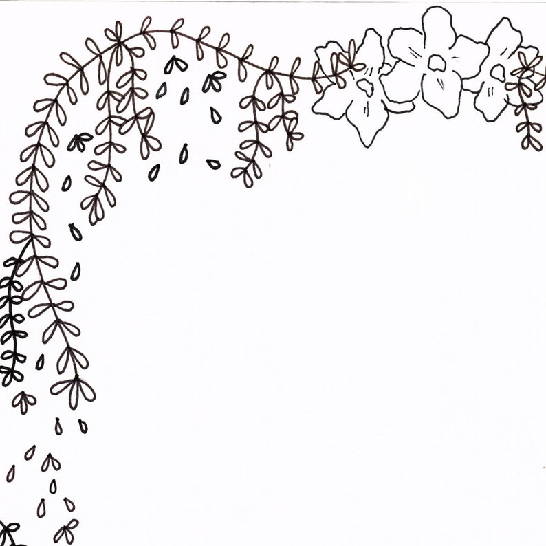 Printable Vines and Flowers Stationery Page, UNLINED Writing Sheet for ...