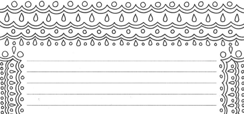 Lined Writing Paper Stationery Page, Printable Adult Coloring Page - Etsy