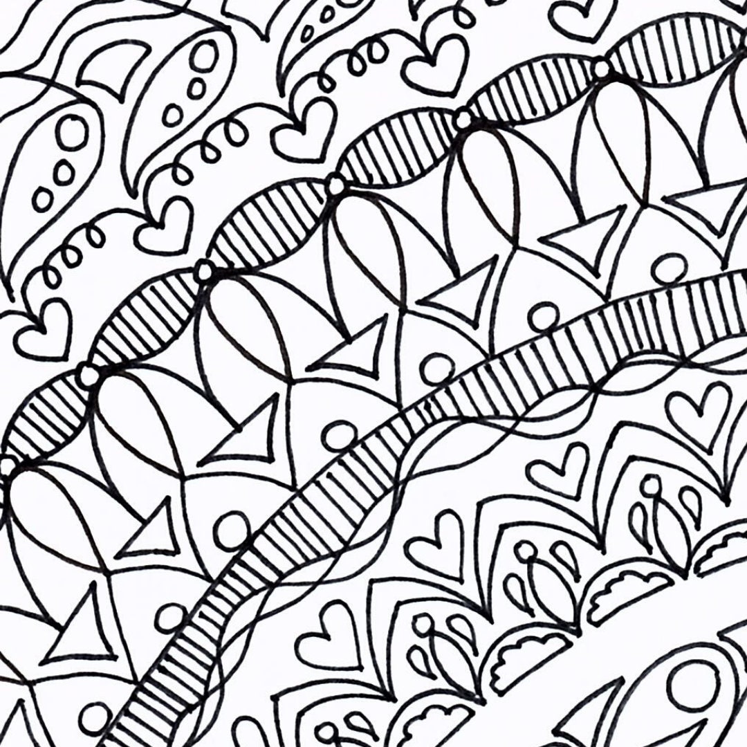 Mandala With Hearts Printable Adult Coloring Page - Etsy