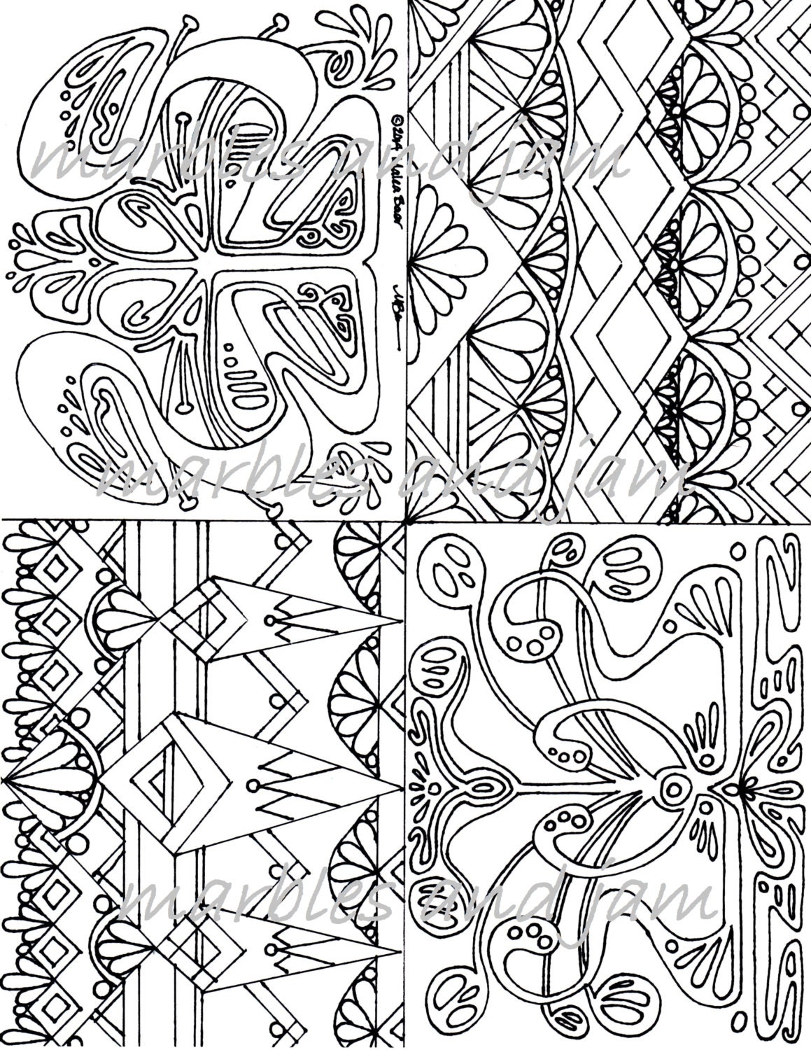 Art Deco Art Nouveau Tiffany coloring page Etsy