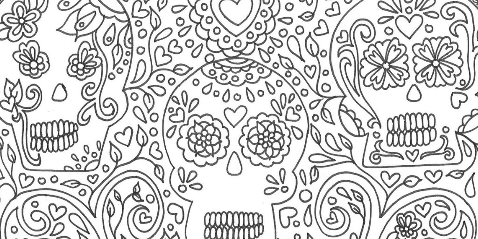 Day of the Dead Sugar Skulls Printable Adult Coloring Page - Etsy