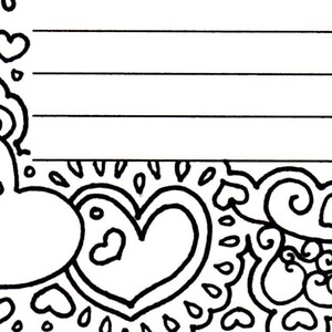 Hearts Border Lined Printable Stationery and Coloring Page - Etsy