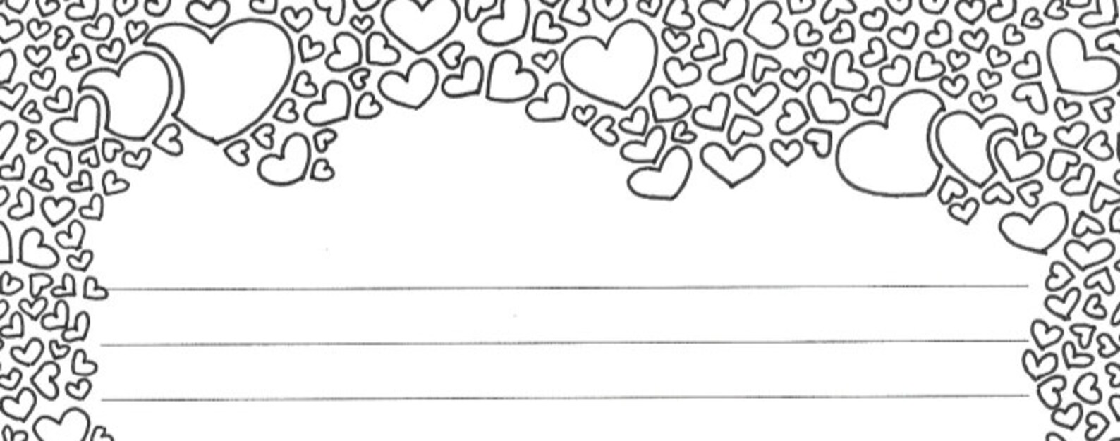 Hearts Lined Printable Stationery and Adult Coloring Page - Etsy