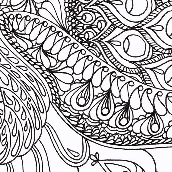 Abstract Peacock Printable Adult Coloring Page Featuring Etsy