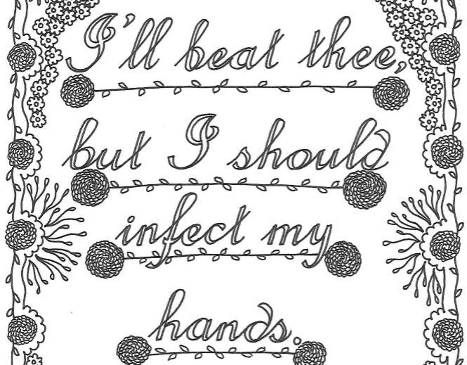 Shakespeare Insults Set of 3 Printable Coloring Page Quotes | Etsy