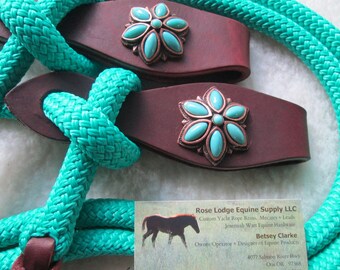Rose Lodge Equine USA Teardrop SLOBBER STRAPS w Brass Conchos 4 Mecate Reins . Rose Lodge Equine USA Teardrop SLOBBER STRAPS w Brass Conchos 4 Mecate Reins .