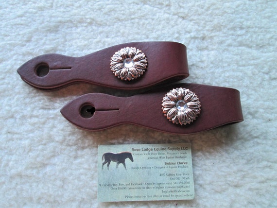 SLOBBER STRAPS w Antique Nickel Star Conchos 4 Mecate Reins by Rose Lodge Equine