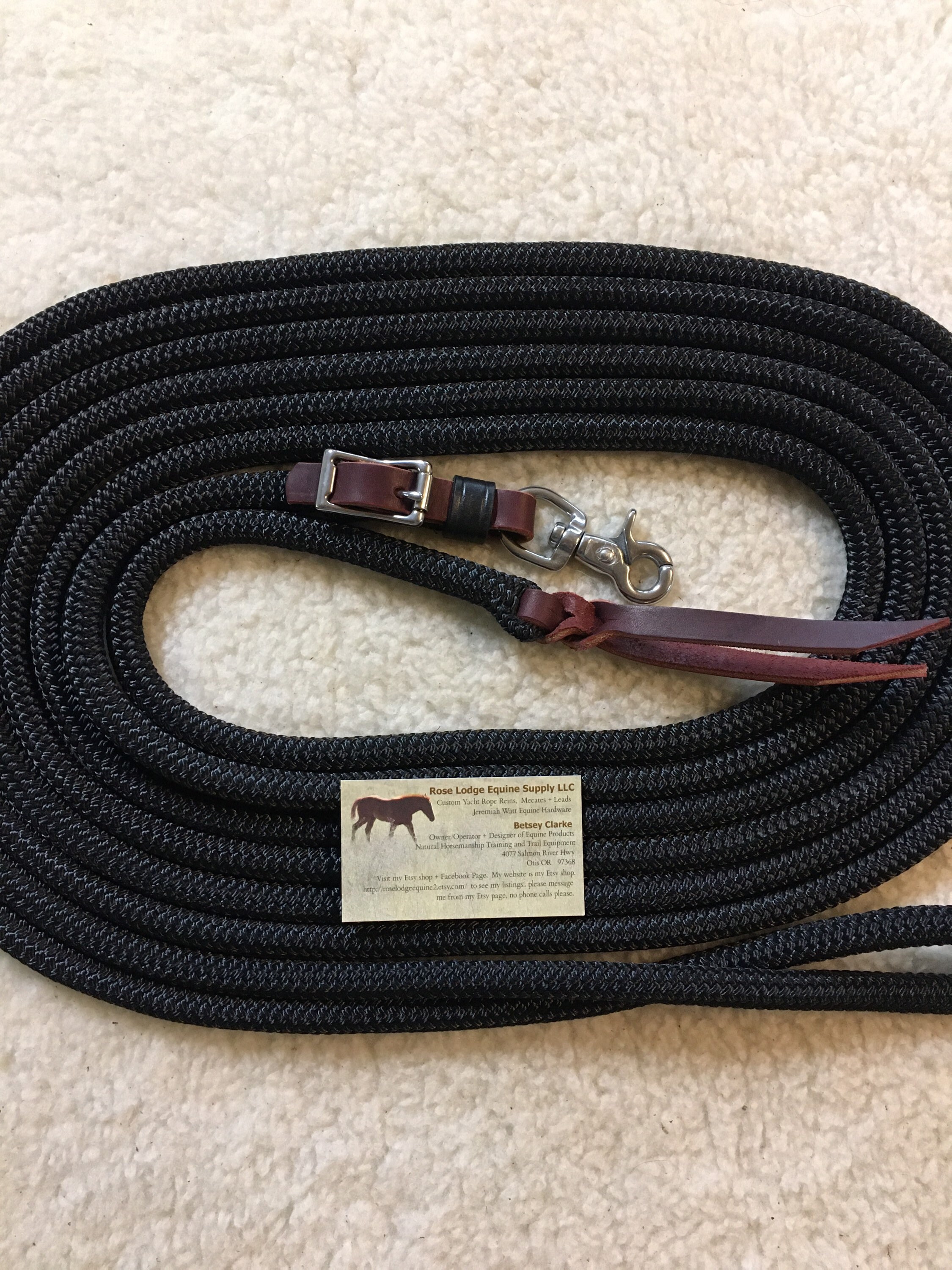Working Line W Buckle End Snap, 7/16 DB Yacht Rope W Stainless