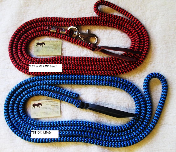 Tie on Lead or clip N Clamp W Trigger Bull Snap, Horse Lead Rope