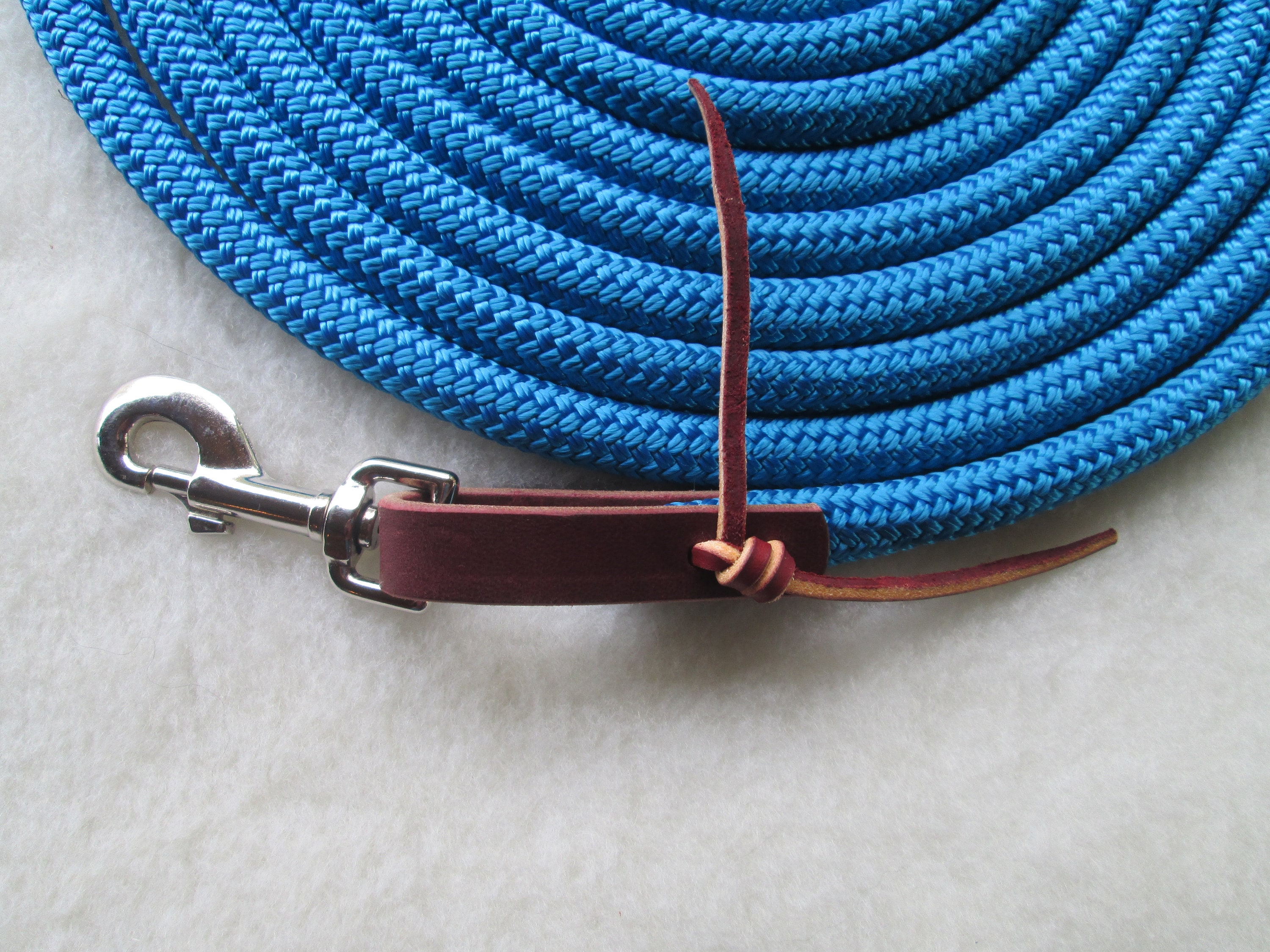 9' - 35' Yacht Rope Lead / Lunge Line / Ground Driving W Latigo Leather ...