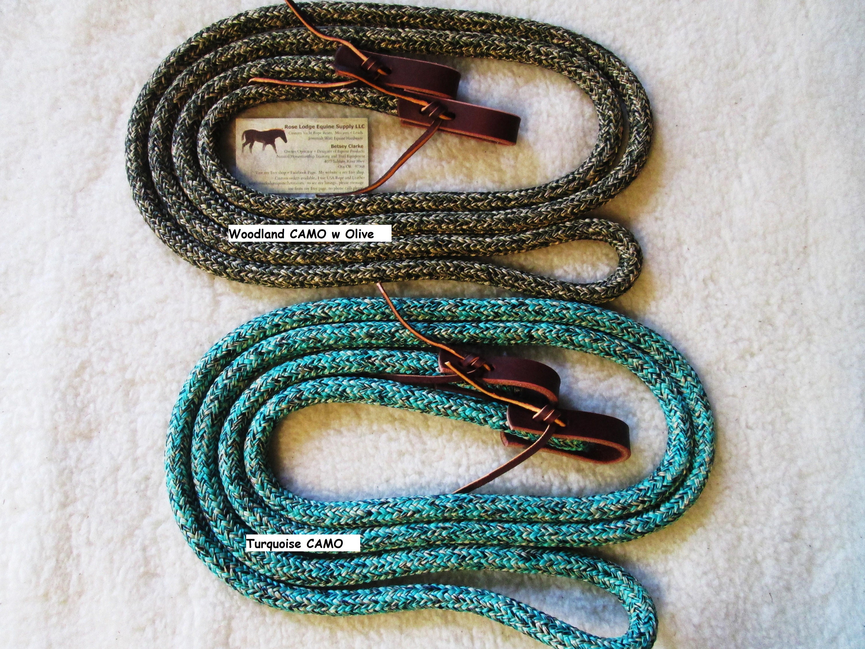 No Snaps Split or Loop Yacht Rope Reins Choose Your Color Length