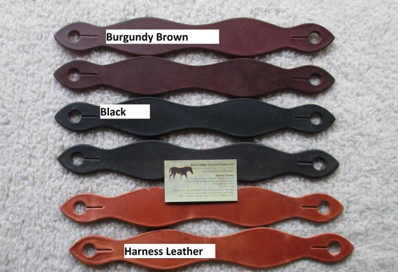 Slobber Straps Brown, Black or Russet leather! Traditional Fold Over Style, 14" long (7" folded). USA Leather 4 Mecate Reins