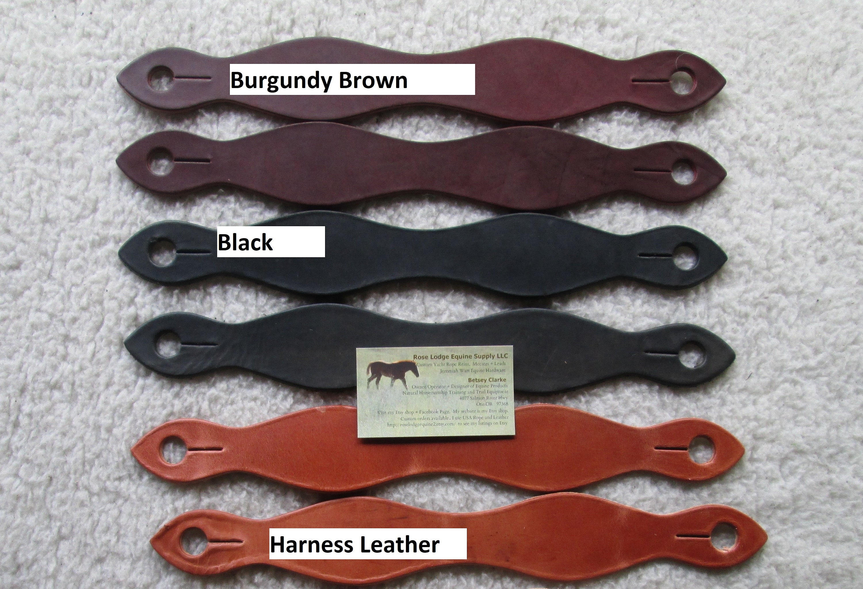 Slobber Straps Brown, Black or Russet leather! Traditional Fold Over Style, 14" long (7" folded). USA Leather 4 Mecate Reins