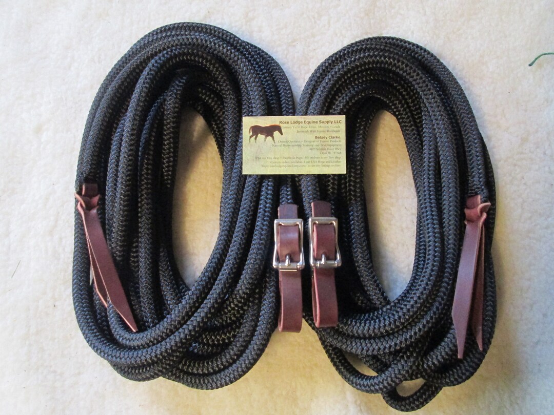 Buckle End 7/16 Ground Driving or Long Lining Yacht Rope Reins, W