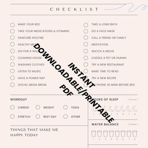 Self-Care Daily Planner | Printable Wellness PDF | Mental Health Tracker | Self Care Checklist | Instant Download