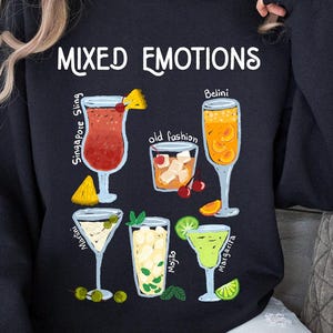 Chemise cocktail tropicale T-shirt Amateurs de cocktails Chemise carte des boissons Aquarelle Graphisme cocktail classique T-shirt de la collection Cocktail Cocktails classiques