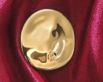 Gold Abstract Brooch: Modern Sculptural Stainless Steel Pin