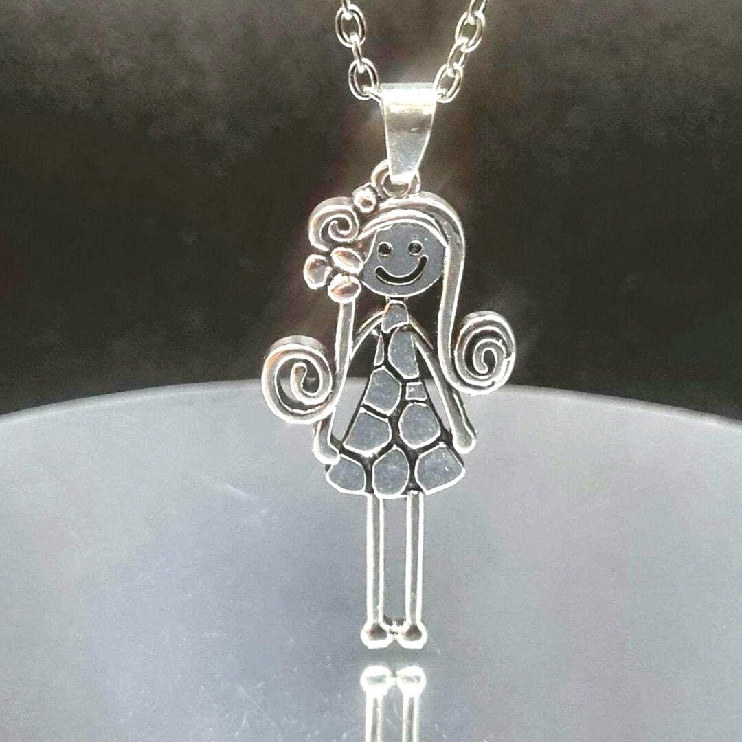 Stick Figure Chain Minimalist Stick Figure Necklace: Silver Tone Whimsical Pendant - Etsy