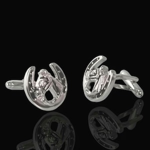 Horseshoe Cufflinks: Silver Stainless Steel Equestrian Wedding Jewelry