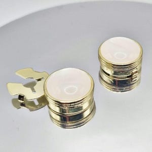 Gold Button Cover Cufflinks: Faux Mother of Pearl Tuxedo Accessories