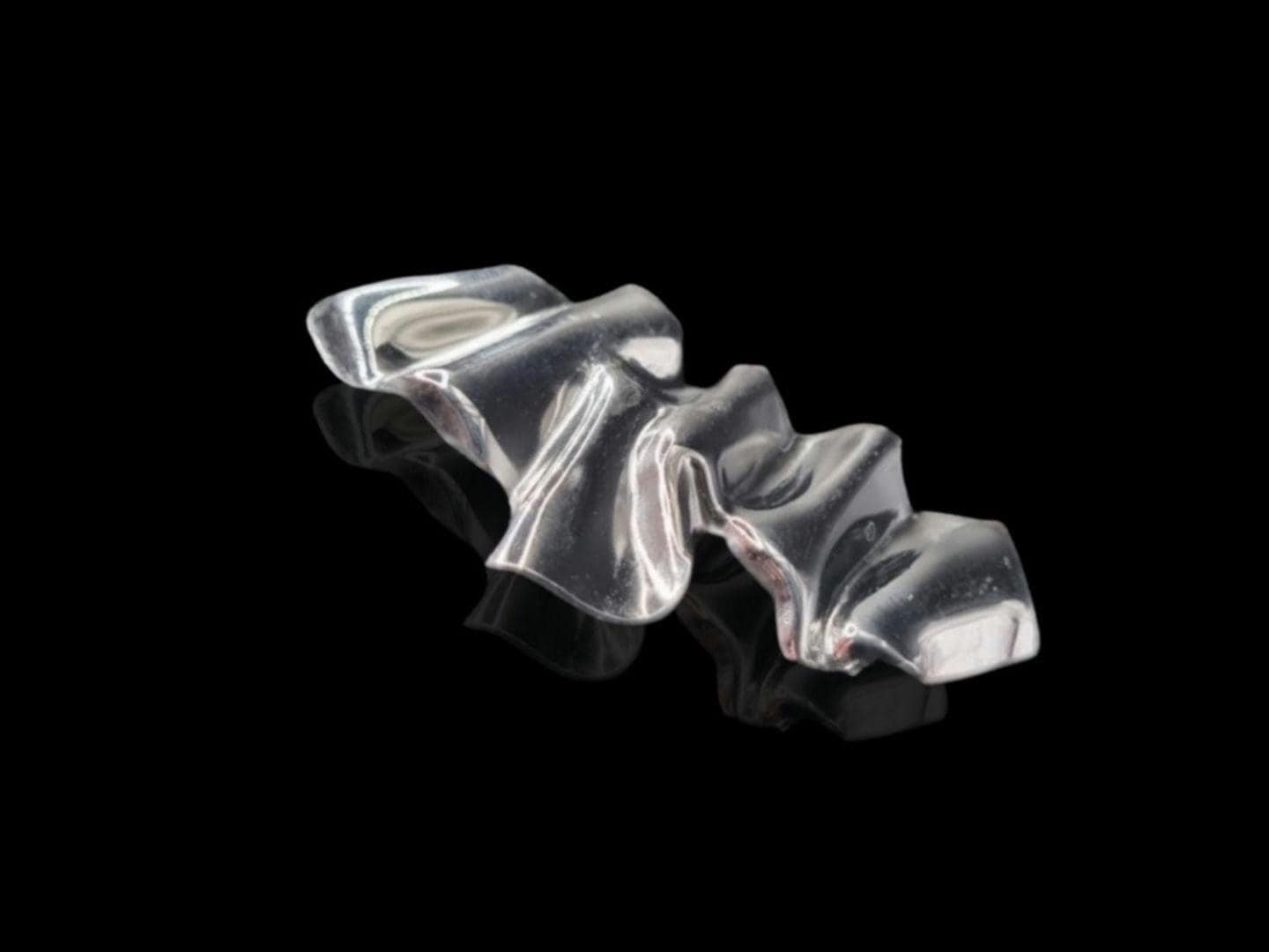 Silver Sculptural Brooch: Handmade 316 Stainless Steel Abstract Pin