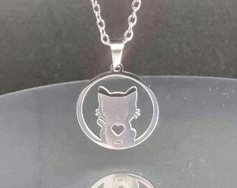 Collier chat en argent : pendentif coeur découpé, bijoux minimalistes