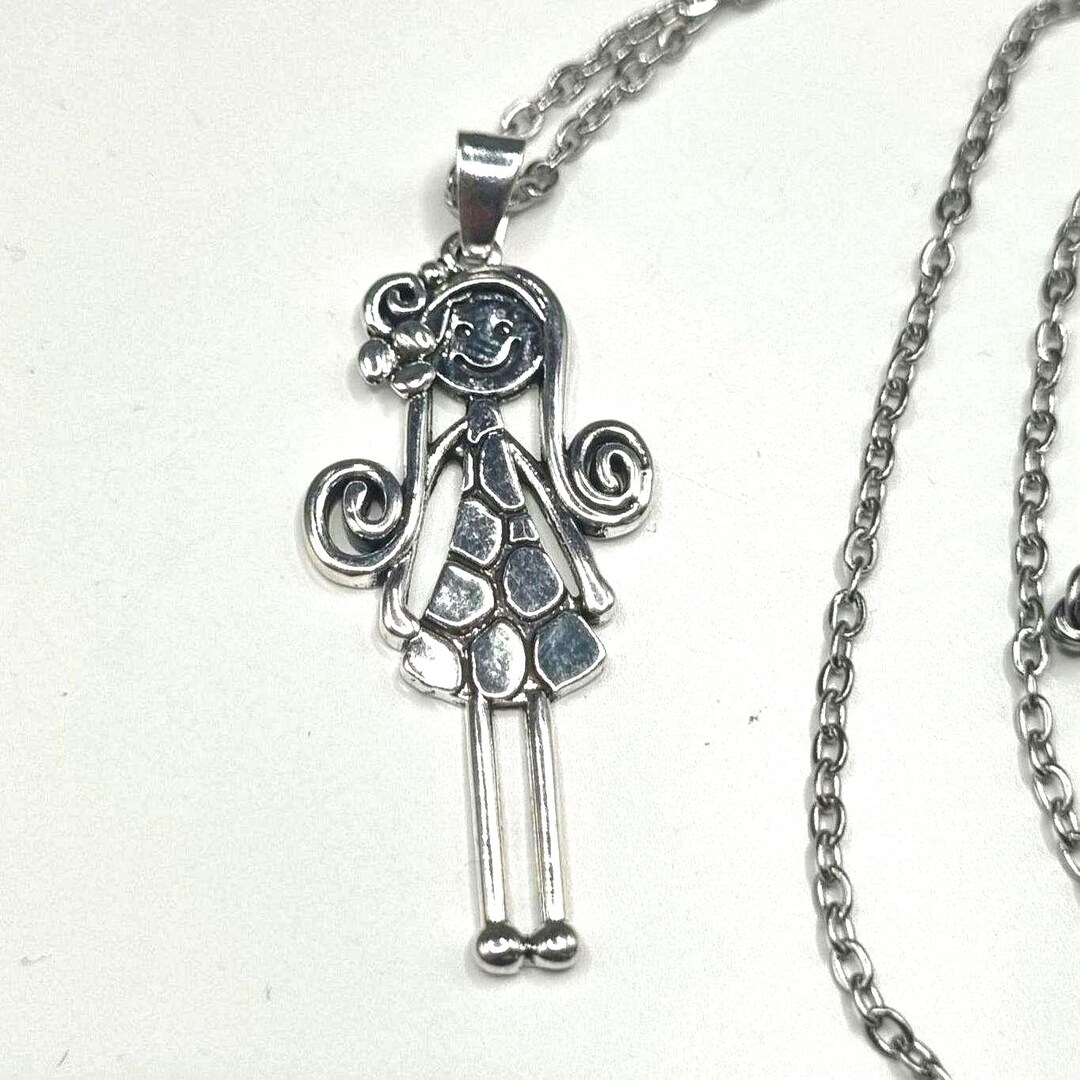 Stick Figure Chain Minimalist Stick Figure Necklace: Silver Tone Whimsical Pendant - Etsy