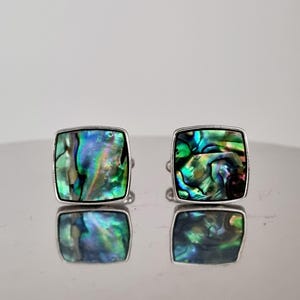 Abalone Shell Cufflinks: Retro Silver Stainless Steel, Groomsmen Gift