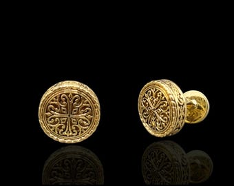 Gold Vintage Cufflinks: Stainless Steel Wedding Groomsmen Jewelry