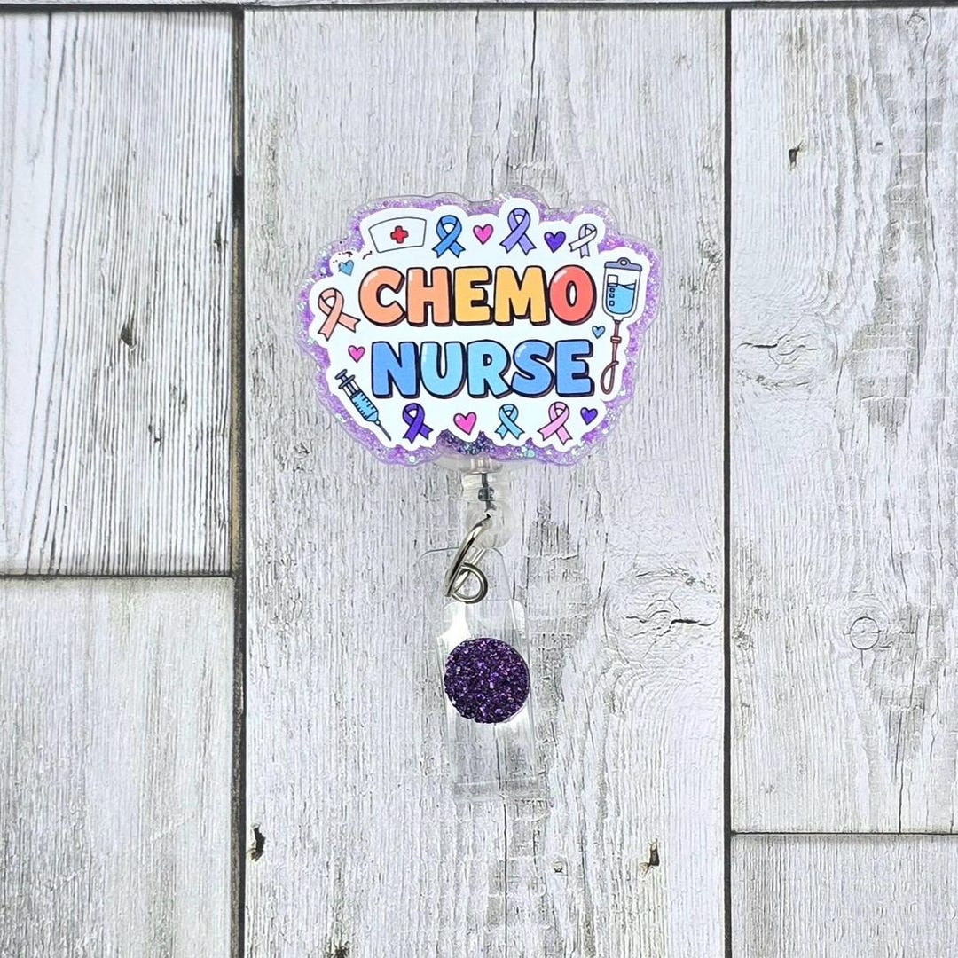 Chemo Nurse Cancer Awareness Ribbon Badge Reel - Etsy