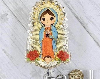 Virgen de Guadalupe Badge Reel – Catholic Nurse ID Holder
