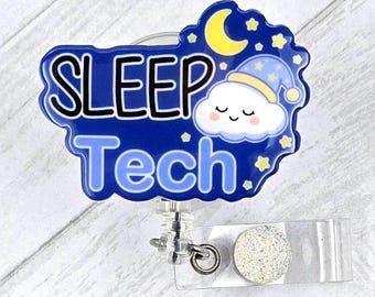 Sleep Tech Badge Reel, Polysomnographic Technologist ID Holder, Respiratory Therapist Clip