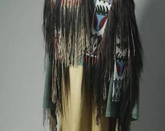 Men Old Style Tan Buckskin Suede Hide Rendezvous Powwow Regalia War Shirt